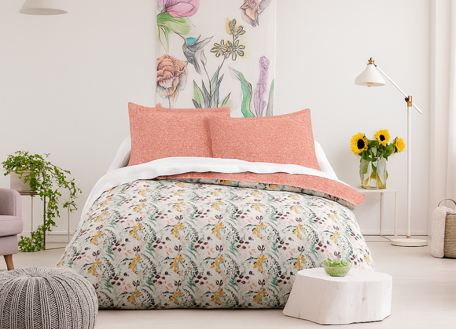 Funda para Plumón Flowers Biancobelo