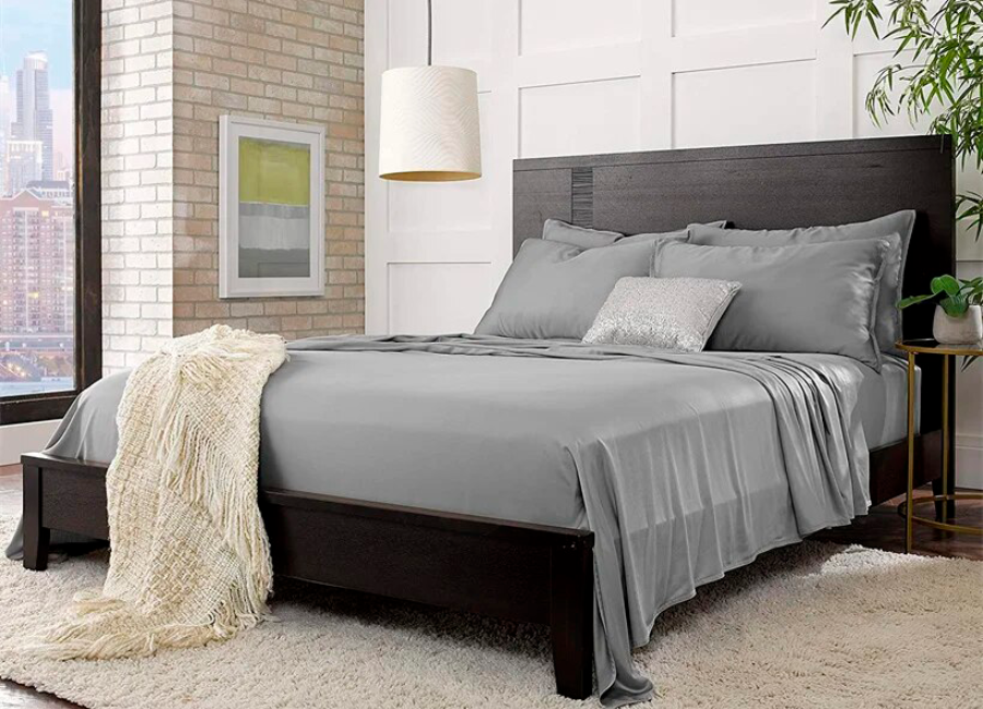 Juego de Sábanas de Bambú 300 Hilos Gris Biancobelo