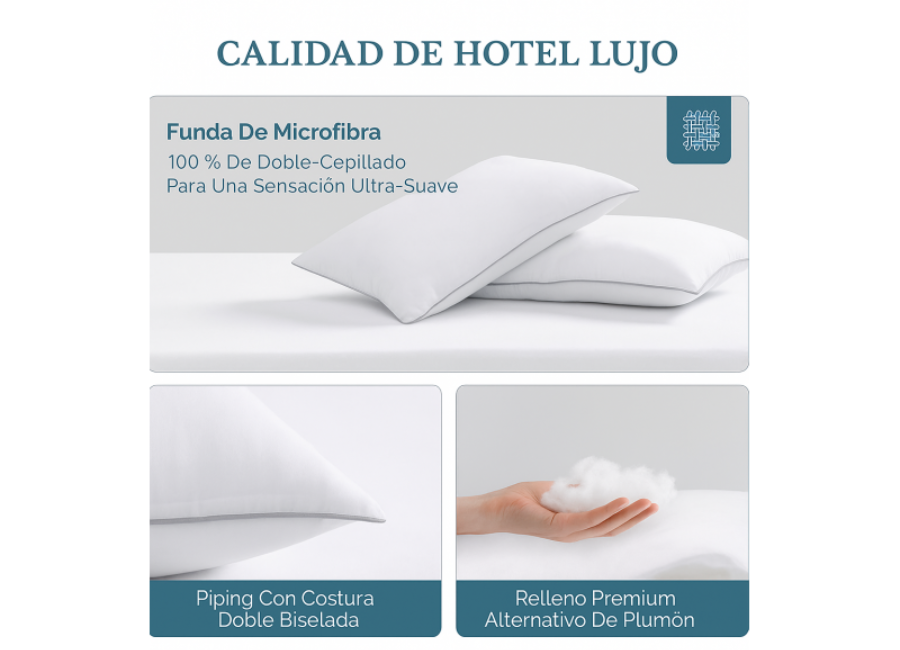 Pack 2 Almohadas Biancobelo Super Soft 50x70 cm