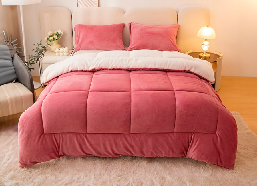 Plumón Tres Capas Terciopelo Coral