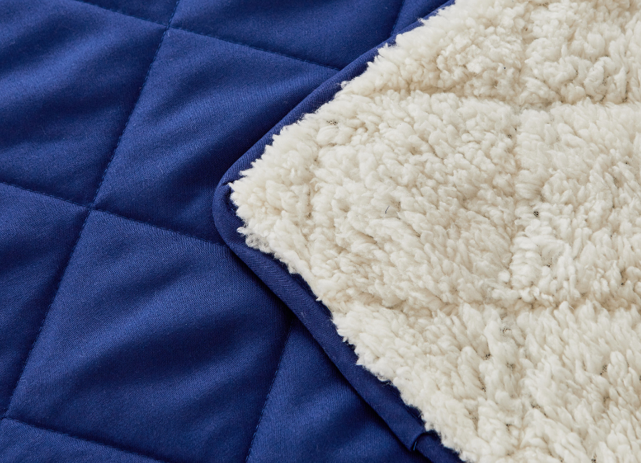 Quilt Térmico Velvet Sherpa Azul King Biancobelo
