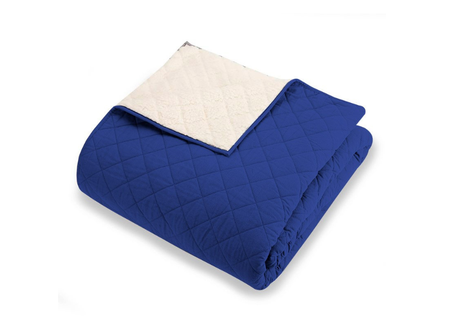 Quilt Térmico Velvet Sherpa Azul King Biancobelo